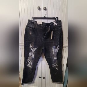 NWT Black distressed Judy Blue Jeans Mid-rise boyfriend fit sz 15/32